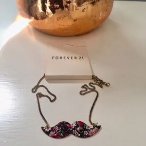 NWT Forever 21 Floral Mustache Necklace